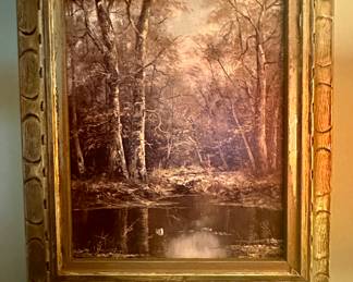 Lots of art throughout - this is a landscape oil on artist board - 20th C.