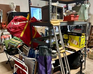 Many sturdy shelving units