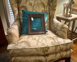 One of a pair of Queen Anne style chairs - fabric is awesome!