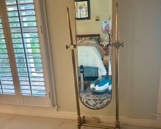 Cheval mirror in brass