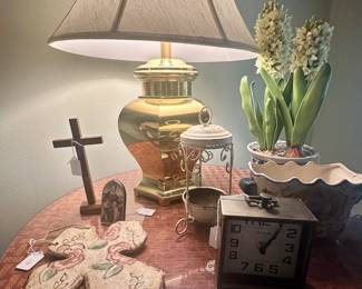 Brass table lamp and yet another plant we grew with no effort at all...