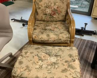 Wicker chair and ottoman