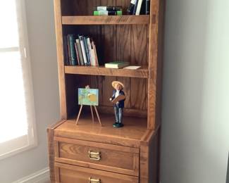 Matching shelving….two piece for ease in moving. Bottom Measures 30 w x 30 h x 18d. Top measures 46” h x 30 w x 10d. Presale $90. Brand is Young Hinckle