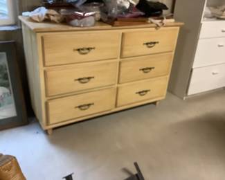Six drawer blonde wood dresser