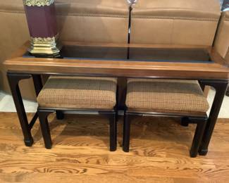 Sofa table with two benches