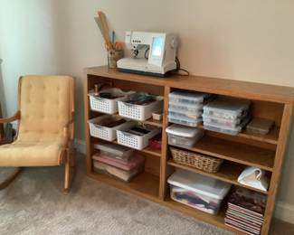 Pfaff sewing machine with all the bells and whistles! Shelving unit for storage.