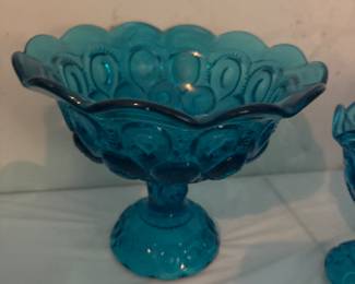 Smith Moon and Stars blue glass compote