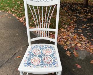 One-of-a-kind chair with mosaic seat