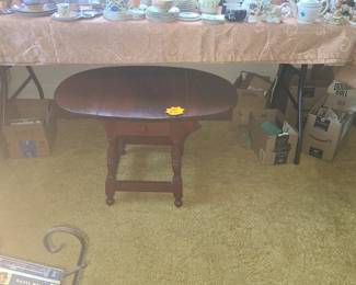 Vintage drop leaf side table with drawer