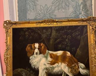 Large King Charles Spaniel dog large oil hand painted size 30" x 24"