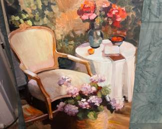 Canvas art print Chair and flowers