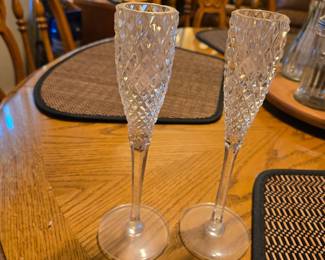 Oneida contess champagne glasses or also can be used for taper candle holder for elegant table scape.
