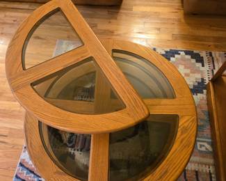 Mid century modern swivel coffee table with smoke glass