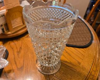 Vintage anchor Hocking Wexford
Vase...many other pieces in the collection..serving plates, feather basket, pitcher and more