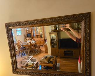Large antique brass mirror