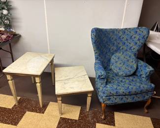 Marble top MCM nesting tables