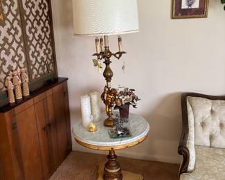 Gilded marble top round table