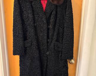 Vintage black Perisan fur coat with mink collar from Agnes Furs in Hudson