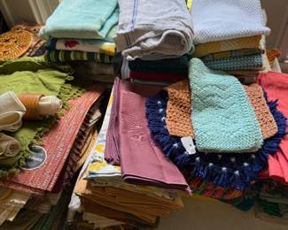 Dish towels, napkins, place settings, table cloths