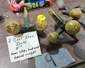 TWO CAST IRON JACKS / DOORSTOP / PAPERWEIGHT