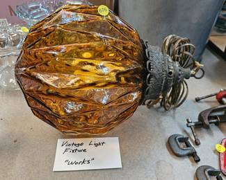 VINTAGE LIGHT FIXTURE AMBER