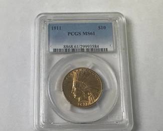  1911 $10 DOLLAR GOLD HALF EAGLE COIN