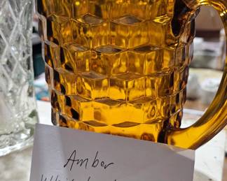 AMBER WHITEHALL GLASS PITCHER
