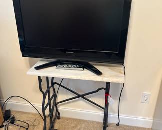 tv, marble top stand