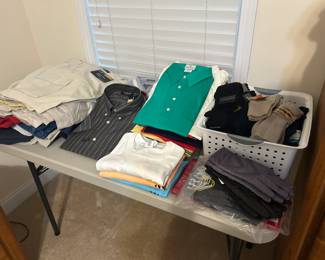 new shorts, shirts, socks, gloves, tshirts