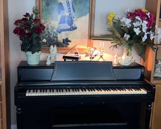 Piano w/stand
Lots of sheet music and old player piano music rolls !
