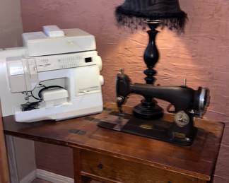 Sewing machine with cabinet
