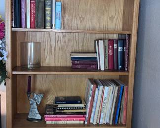 Tall wood bookshelf with storage (1)