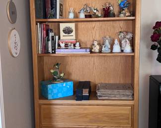 Tall wooden bookshelf with storage (2)