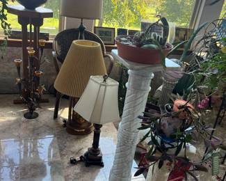 Plant stands, Lamps, decor