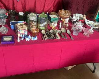 mercury glass, vintage silverware, antique glassware