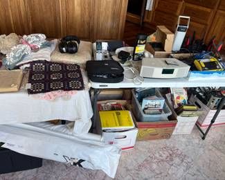 Bose' speaker system, books, electronics, otter box phone case new in box