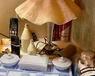 GLASS LAMP, VANITY TRAY