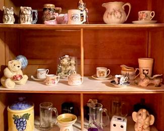 SALT/PEPPER SHAKERS, CUP/SAUCERS, CREAMERS