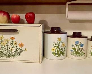 VINTAGE METAL BREADBOX AND CANISTER SET