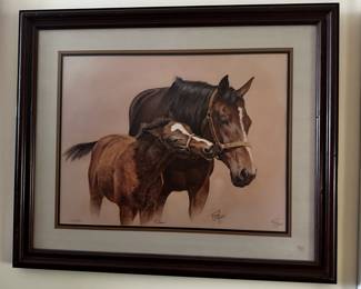 Mare and foal print, framed