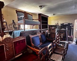 Settees and chairs; cabinets