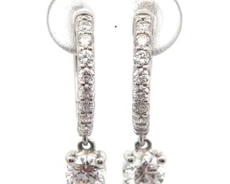 NEW! 1 Carat Diamond Huggie Hoop Dangle Earrings