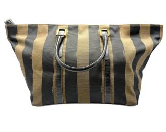 Fendi Pequin Stripe Canvas Large Tote Bag
