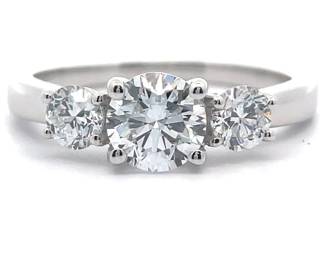 1.60 Carat Diamond Three-Stone Ring in 14k White Gold