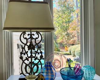 Metal Lamp...ART GLASS
