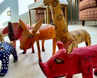 Large collection of Mexican Oxacan Carved wooden animals