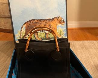 Gucci leather bamboo tote bag