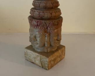 Cambodian HandCarved Soapstone Bust of Brahma