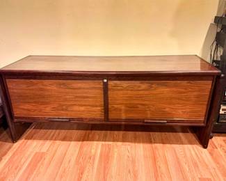 Mid-century modern contemporary center console with beautiful wood.