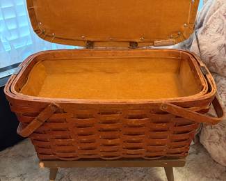 Vintage basket with removable, insert and brass legs